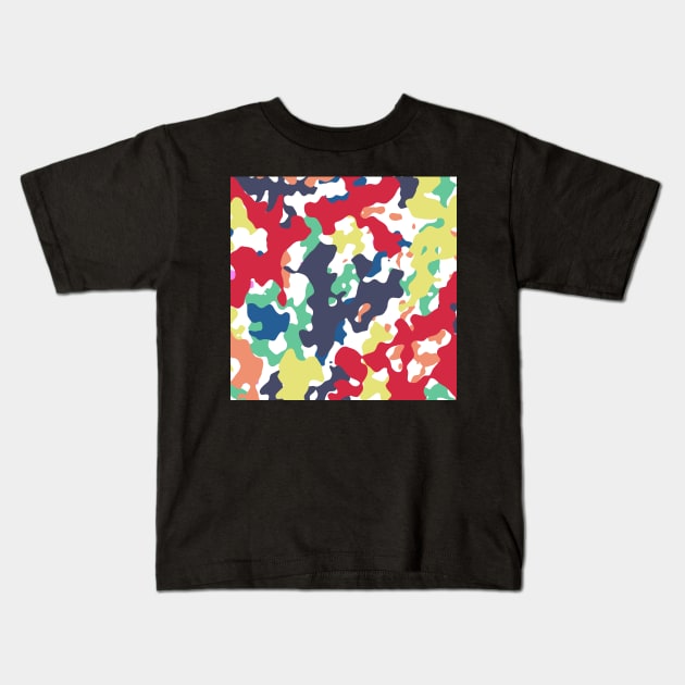 Camo Colorful Kids T-Shirt by YellowLion